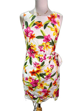 Two Palms Dress Size S Vintage 80's Women Bright Floral Soft Feminine Mini Dress